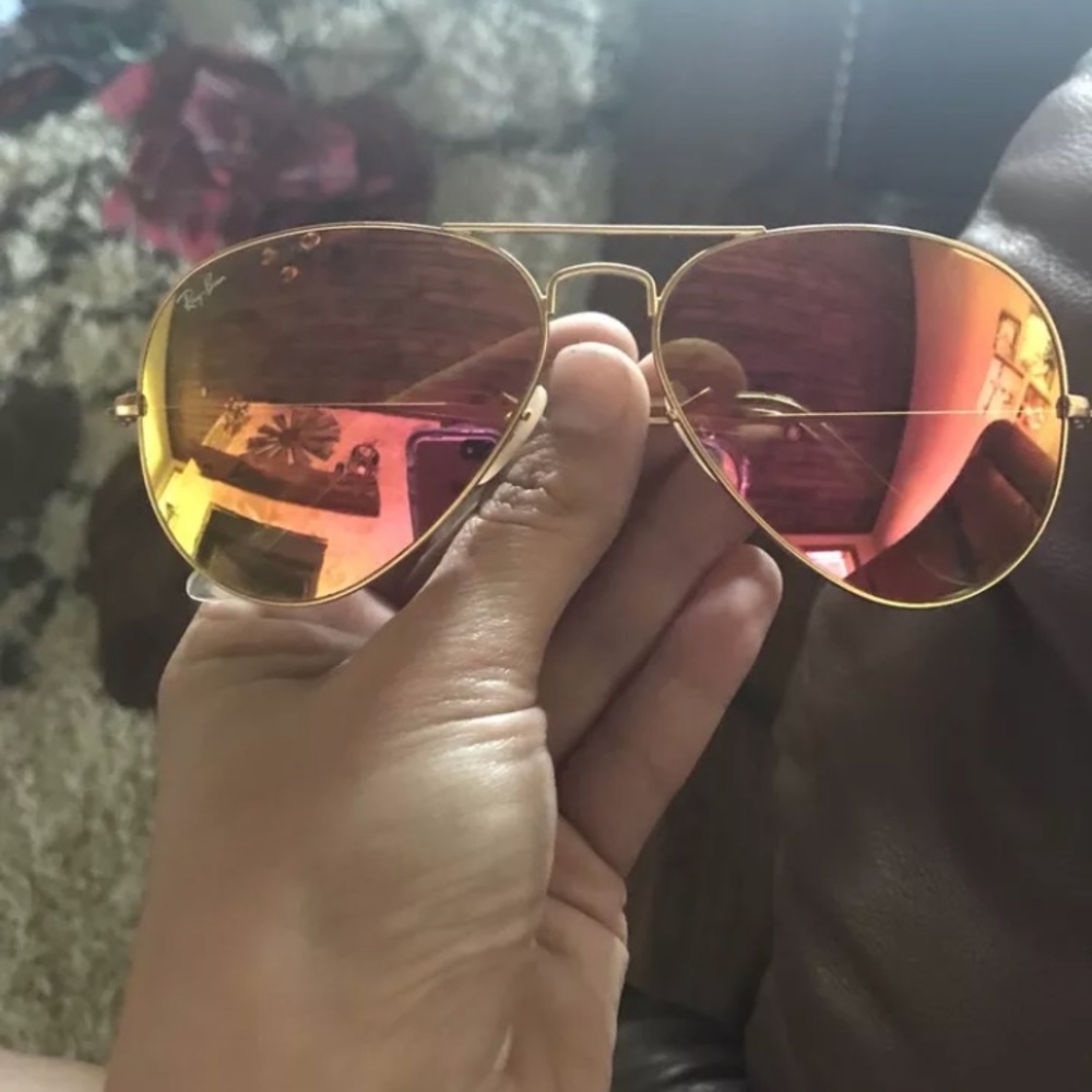 RayBan aviators pink and yellow